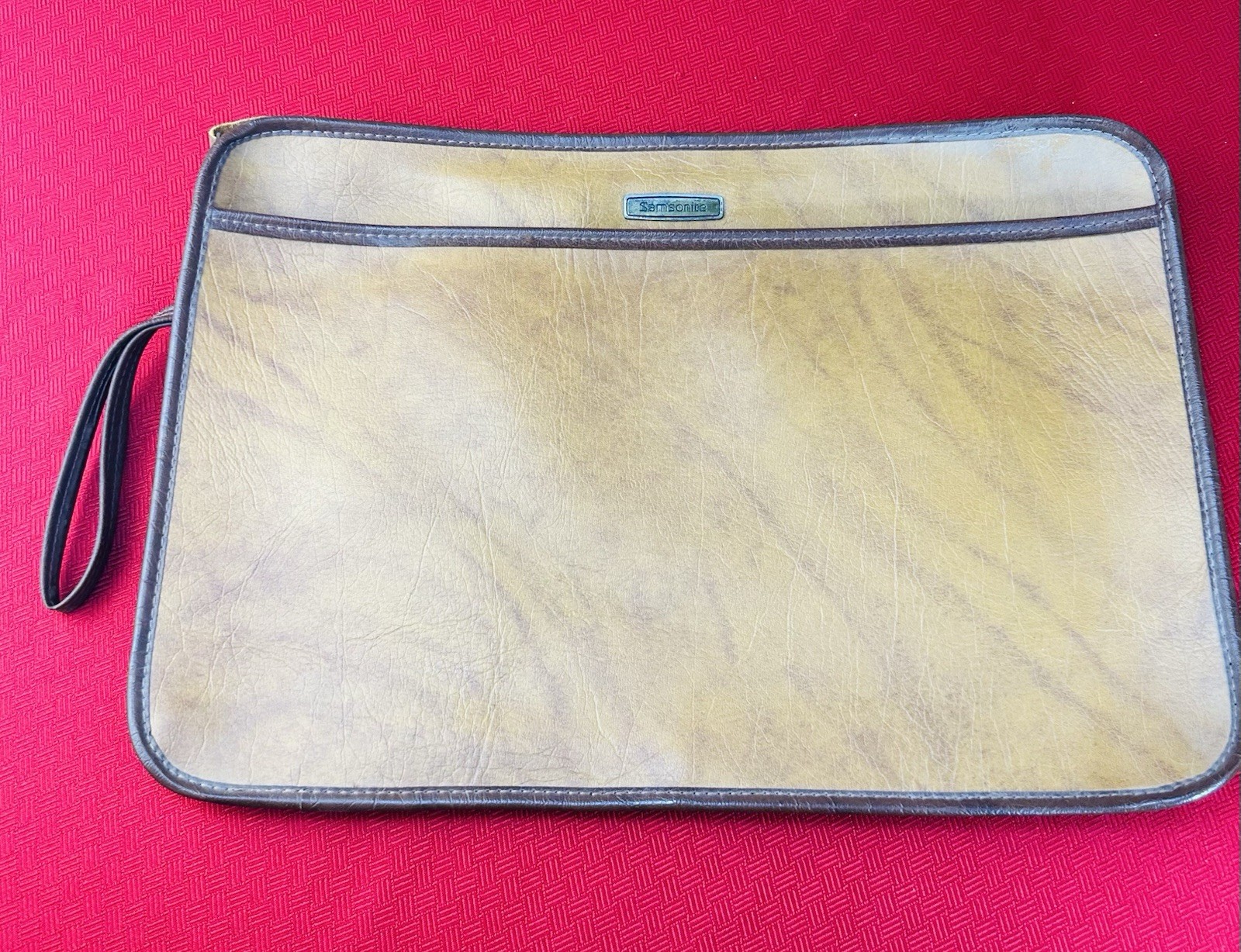 Vtg Samsonite Leather Vinyl Computer Bag 15.5×10.5 Robin Zip Portfolio USA 1970s