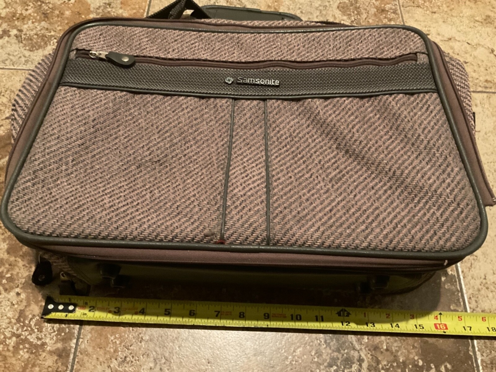 VINTAGE SAMSONITE SILHOUETTE 4 TWEED SOFTSIDE SHOULDER CARRY-ON TRAVEL BAG