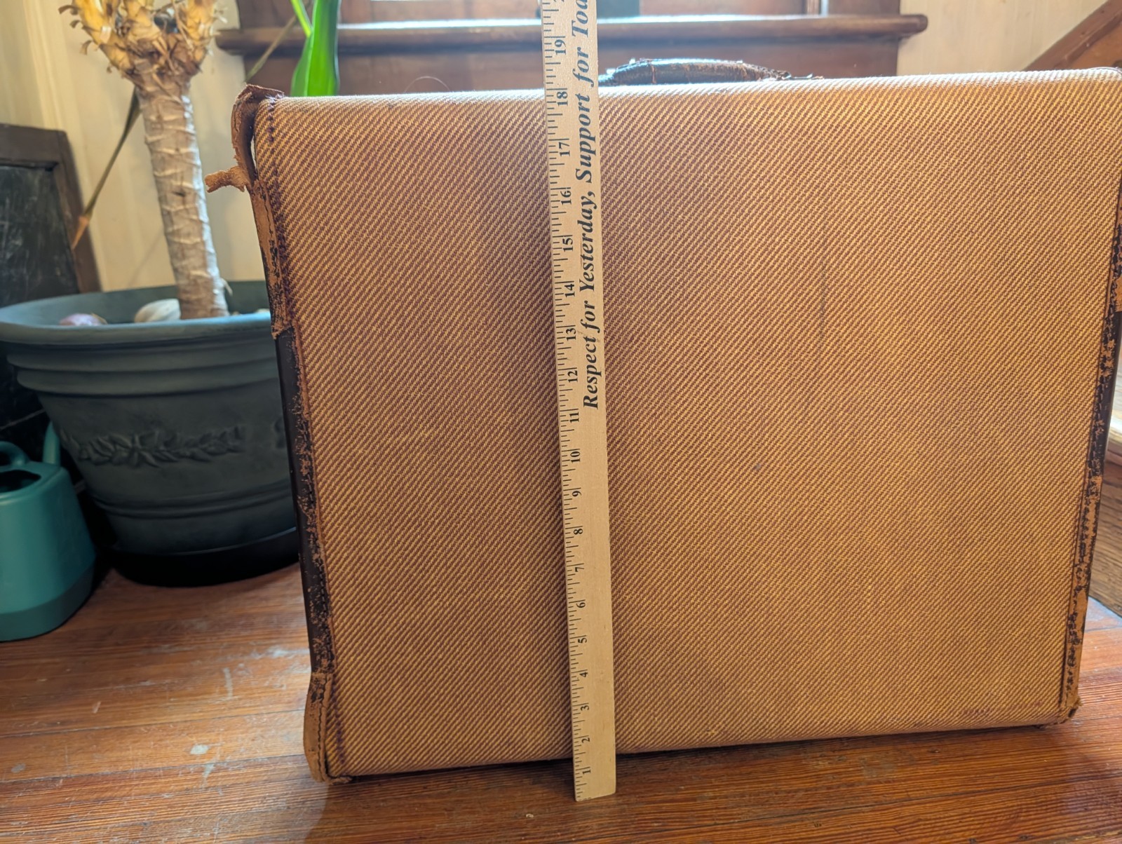 Antique Crown Luggage Company Tweed 1930s 50s Tweed Hang Garmet Box