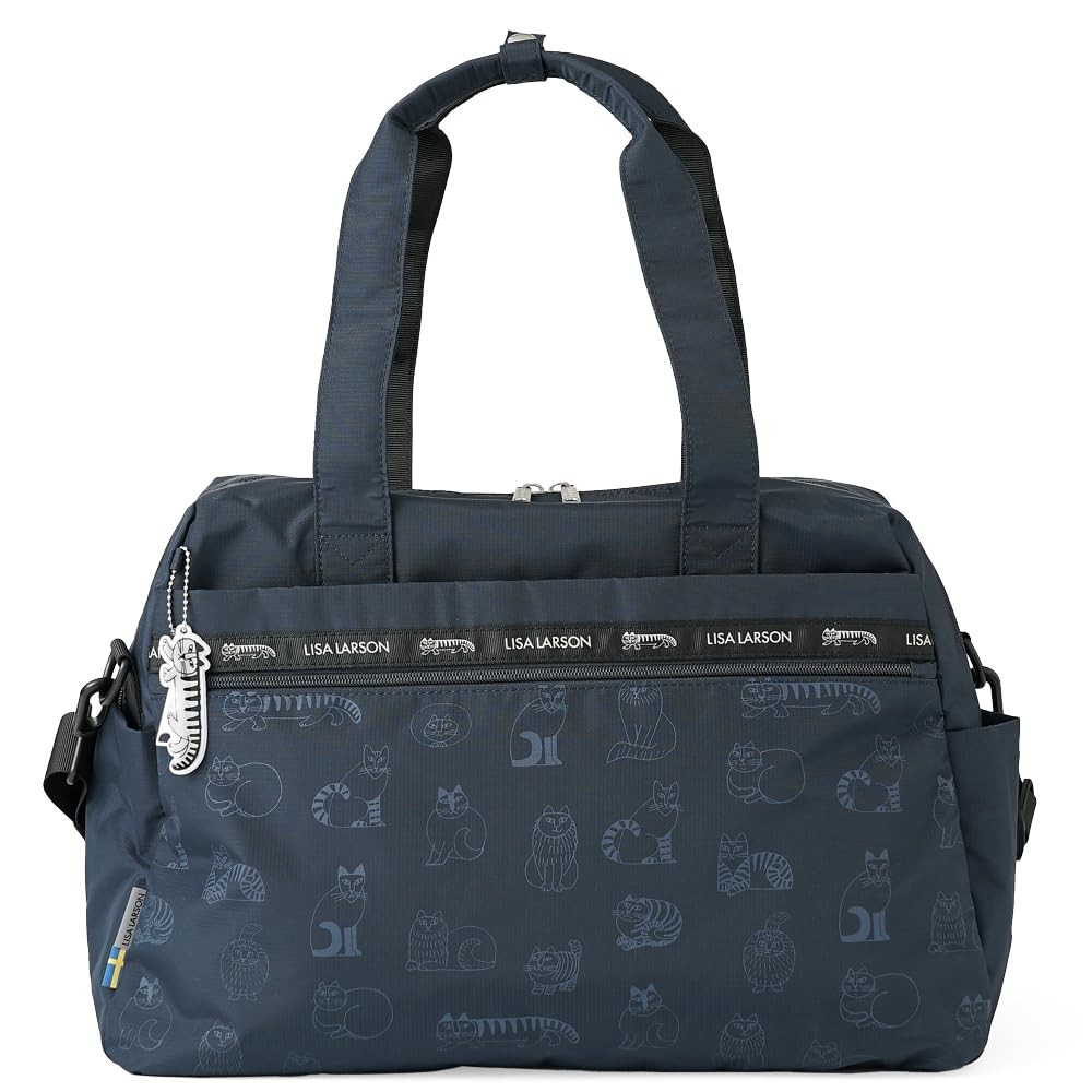 Lisa Larson Duffle Bag Sketch Cats Travel Boston Bag Water Repellent Japan Navy