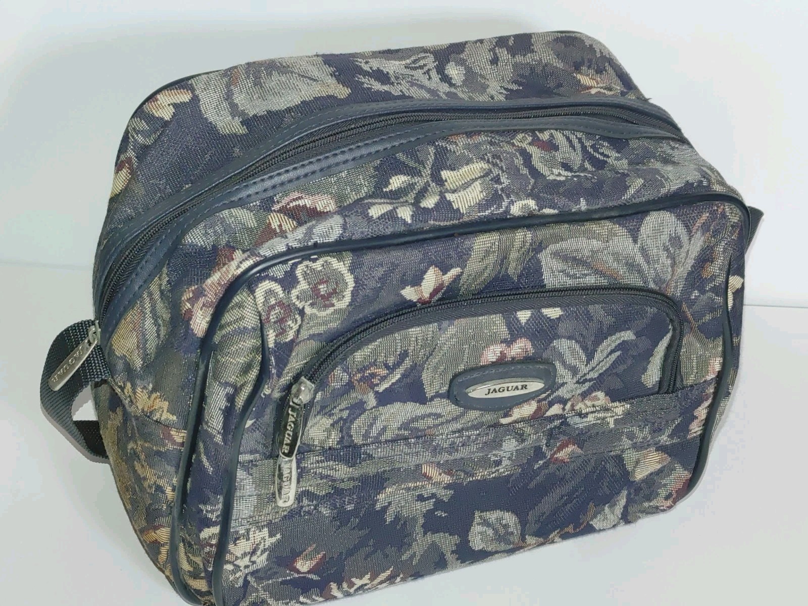 Vintage Jaguar Travel Cottagecore Floral Tapestry Carry On Cosmetic Duffle Bag