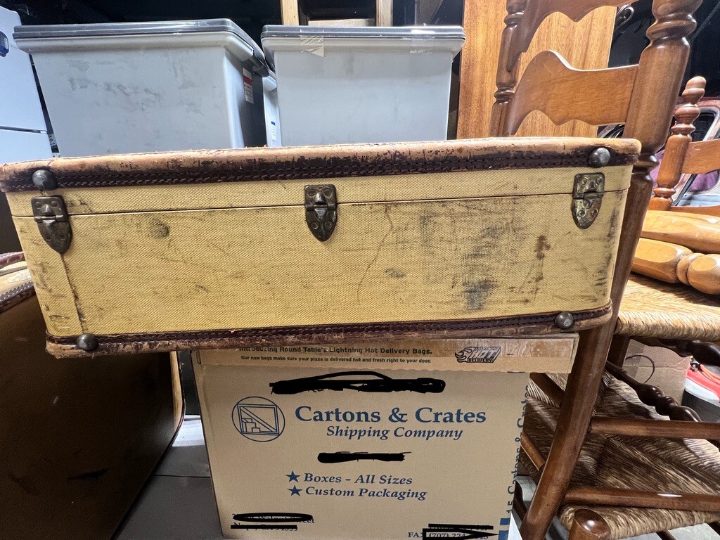 2 – 1940’s Vintage Suite Cases – both with OG travel inspection stickers