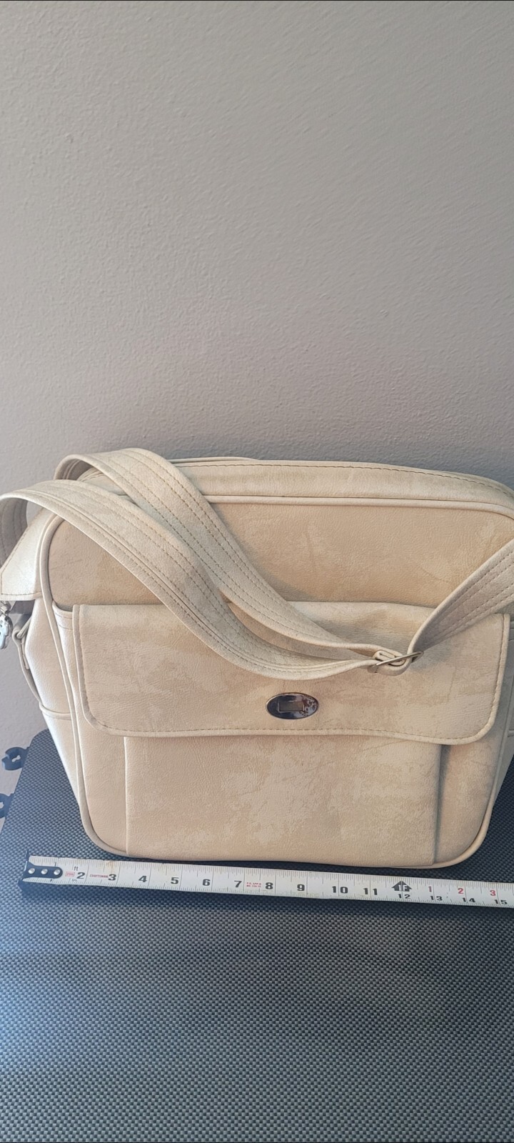 Vintage Sears Courier by Samsonite Beige Marbled Vinyl Travel Bag