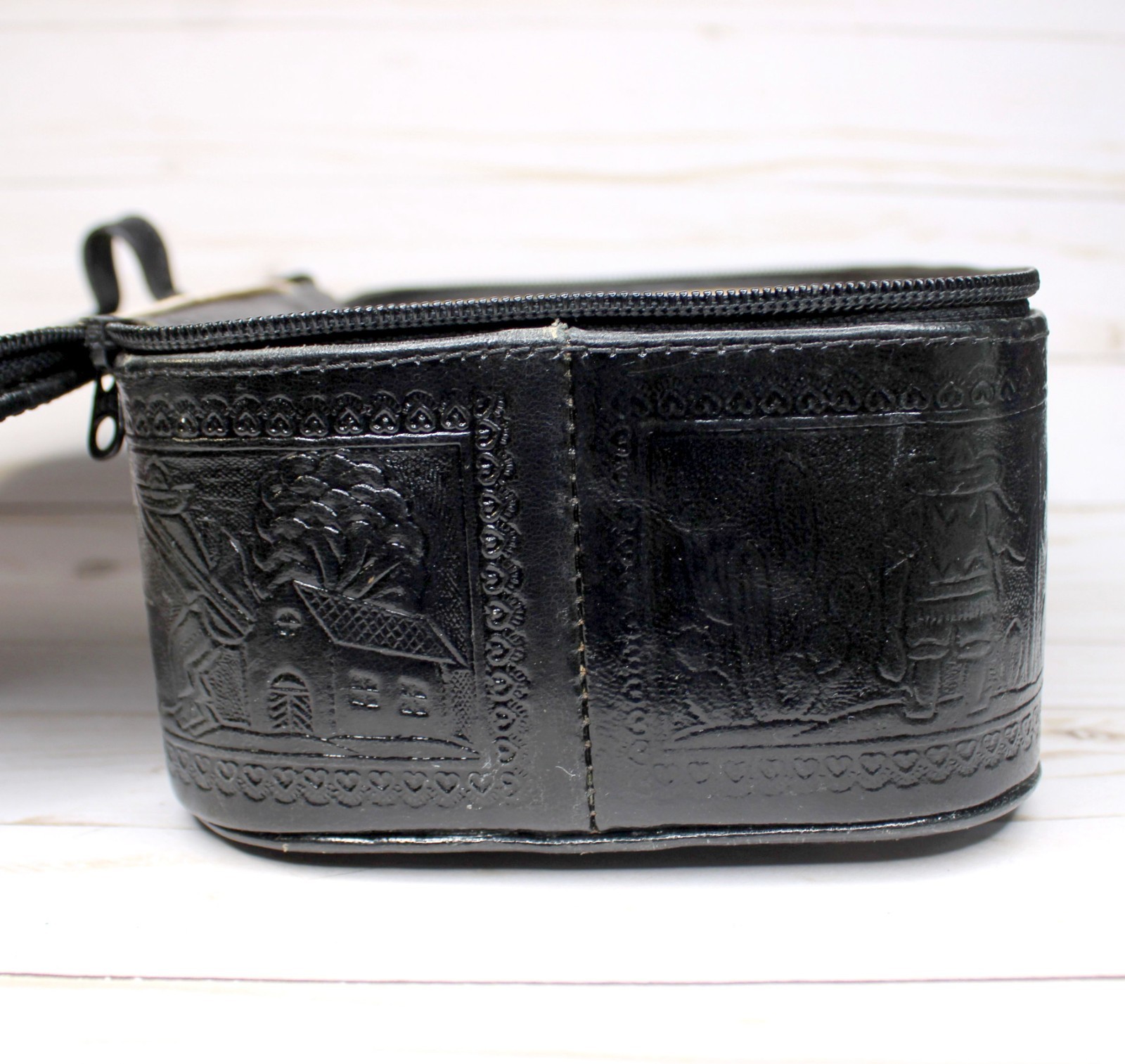 Vintage Pymsa/Dymsa Mexican Hand-Tooled Sheep Leather Travel Bag