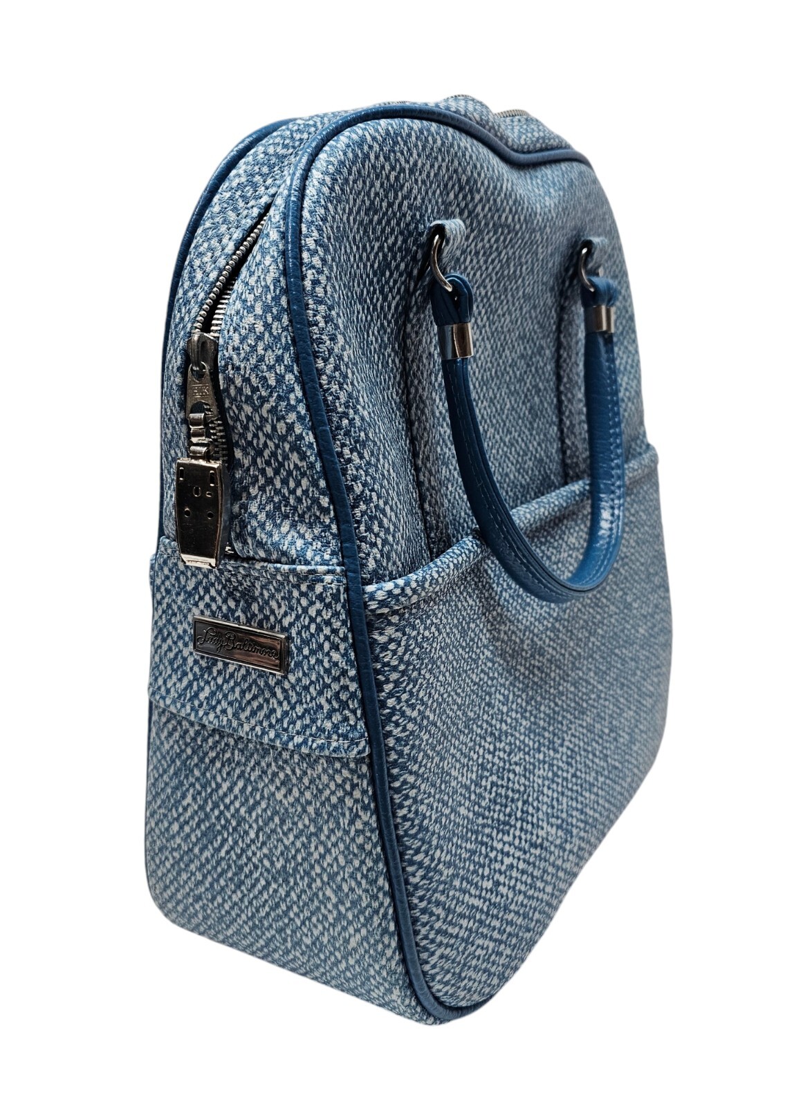 Lady Baltimore Vintage Carry On Bag Luggage Blue Leather Travel Bag With Key