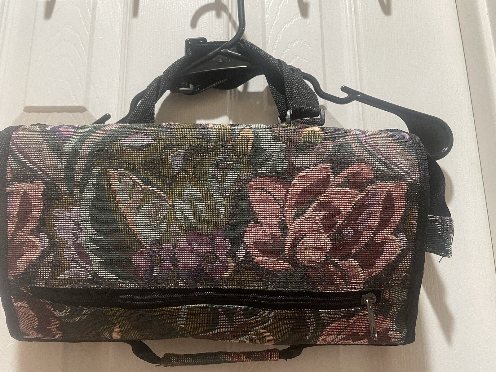 Embroidered Canvas Vintage Foldable Suitcase With Zipper Pockets