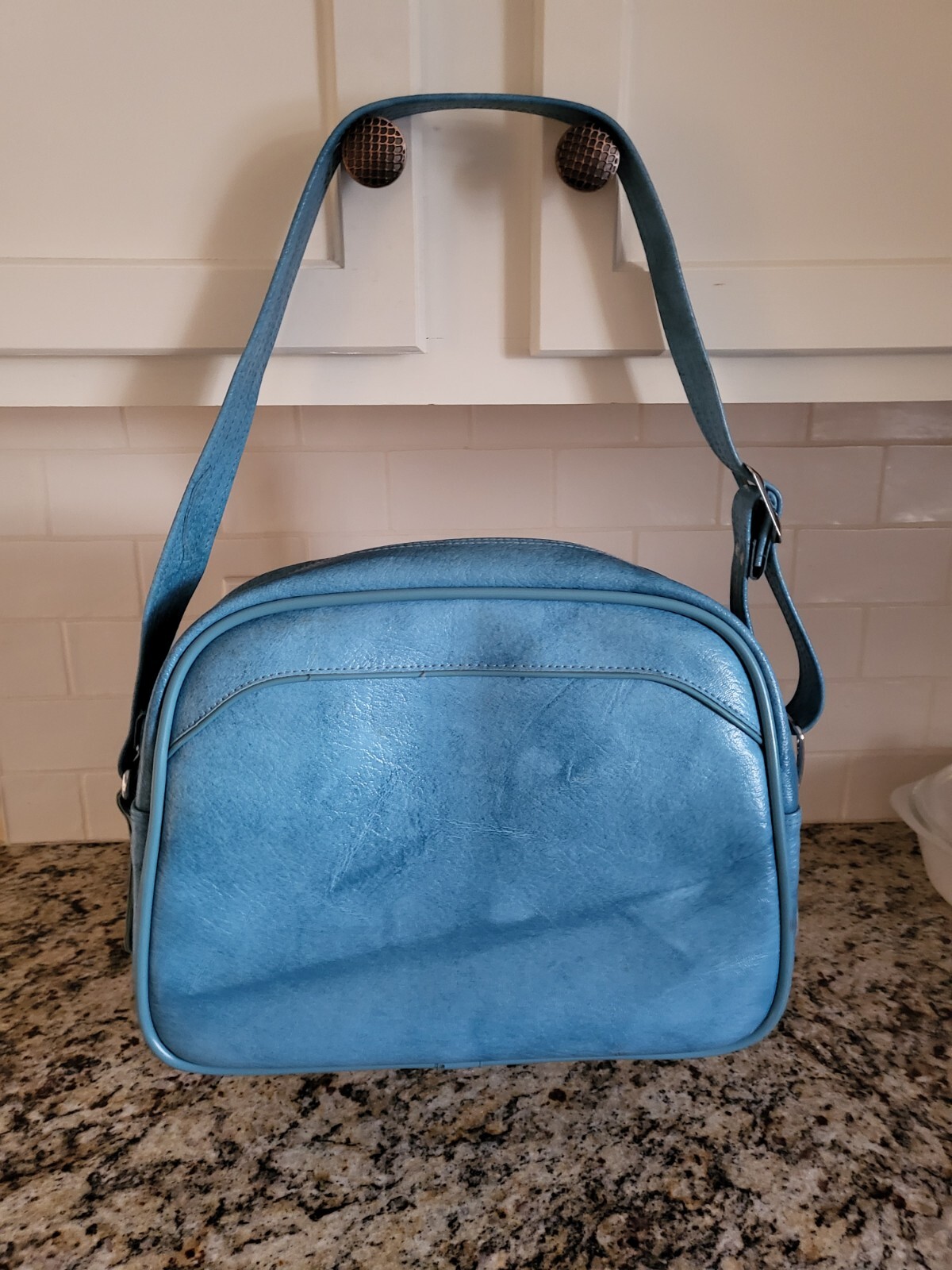 Vintage 1975 American Tourister Aqua Travel Bag Carry On Luggage Shoulder Strap