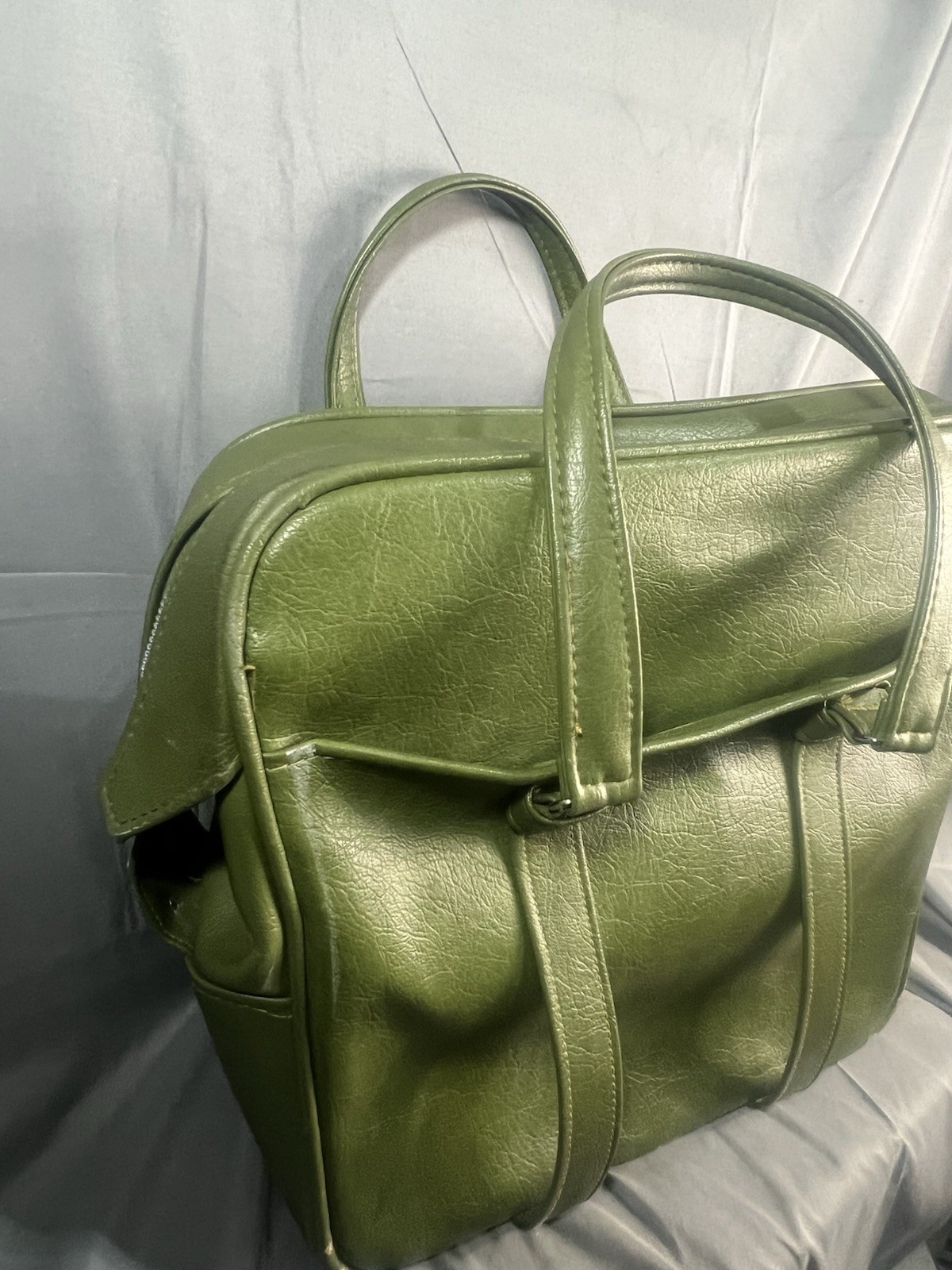 Vintage Samsonite Silhouette Denver, CO Green Zipper Carry-on Train Bag Handles