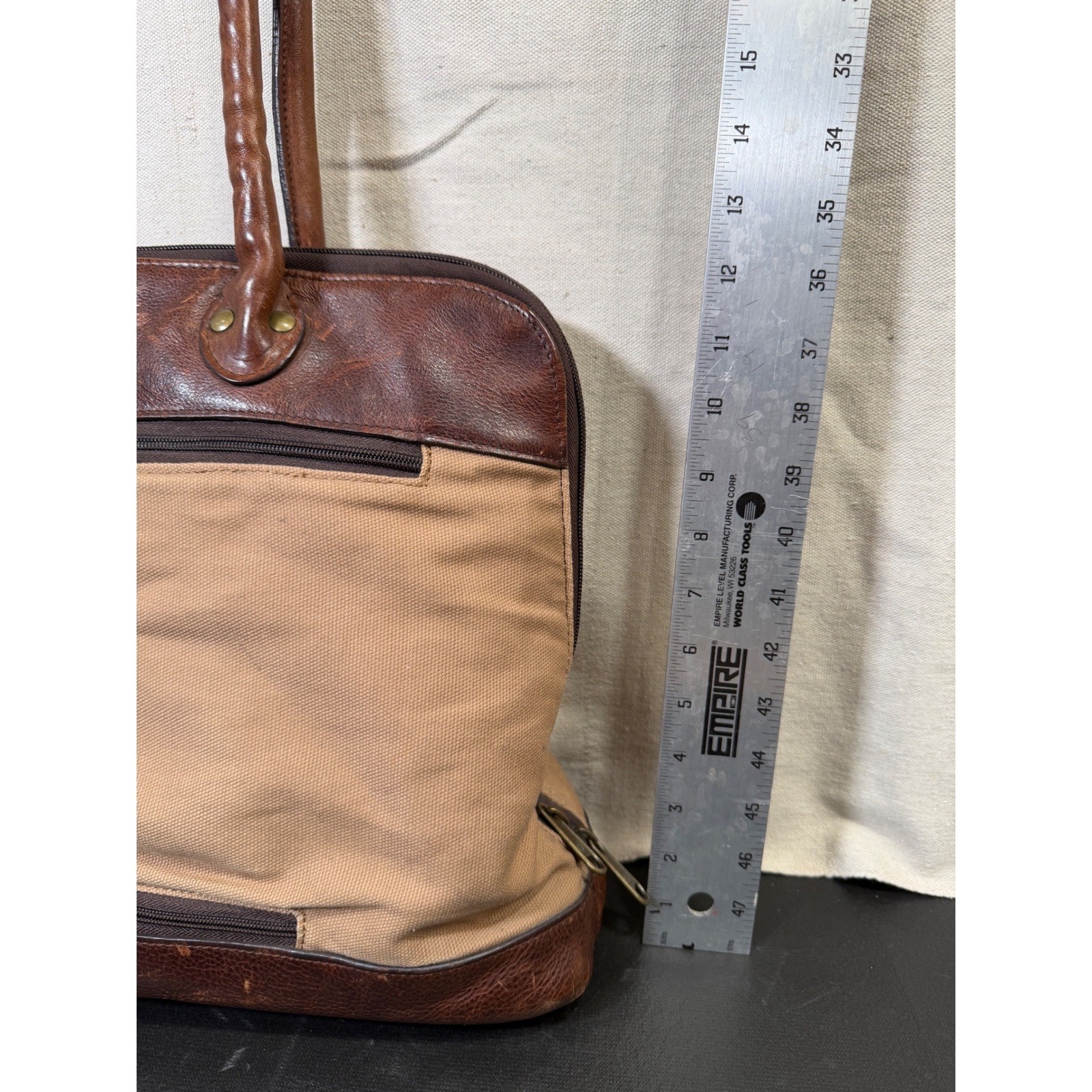 Duluth Trading Co Travel Bag Unisex Large Brown Vintage Canvas Leather Trolley