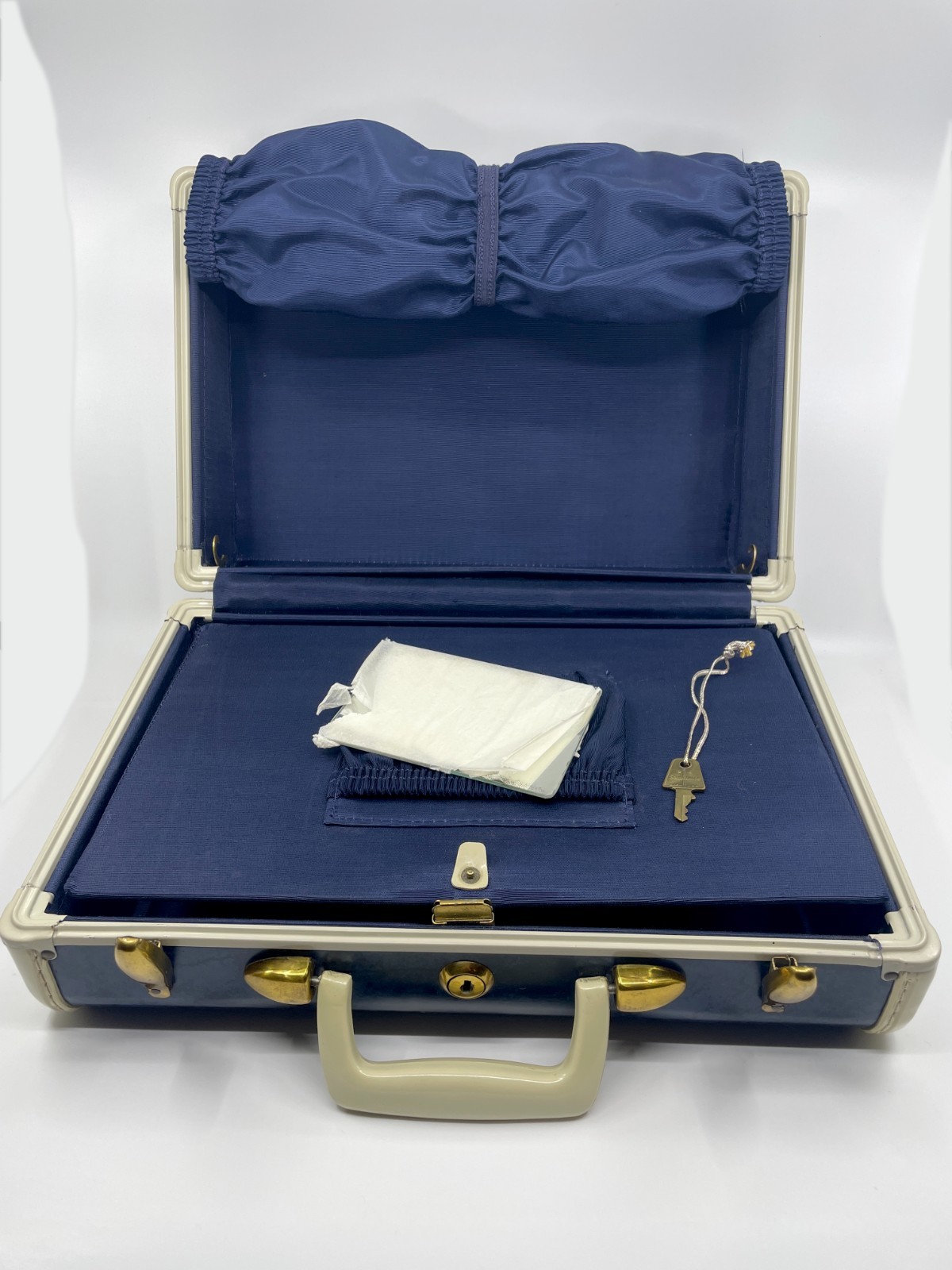 Vintage 1950s Samsonite Blue Marble Luggage Train Case Key Shwayder 4715