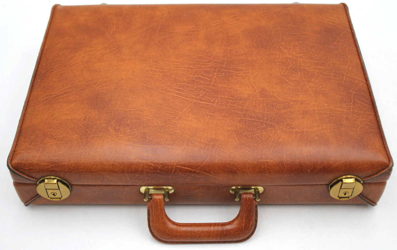 Beautiful Soft Hard Shell Buckskin Butterscotch No Key Snap Lock Briefcase Heavy