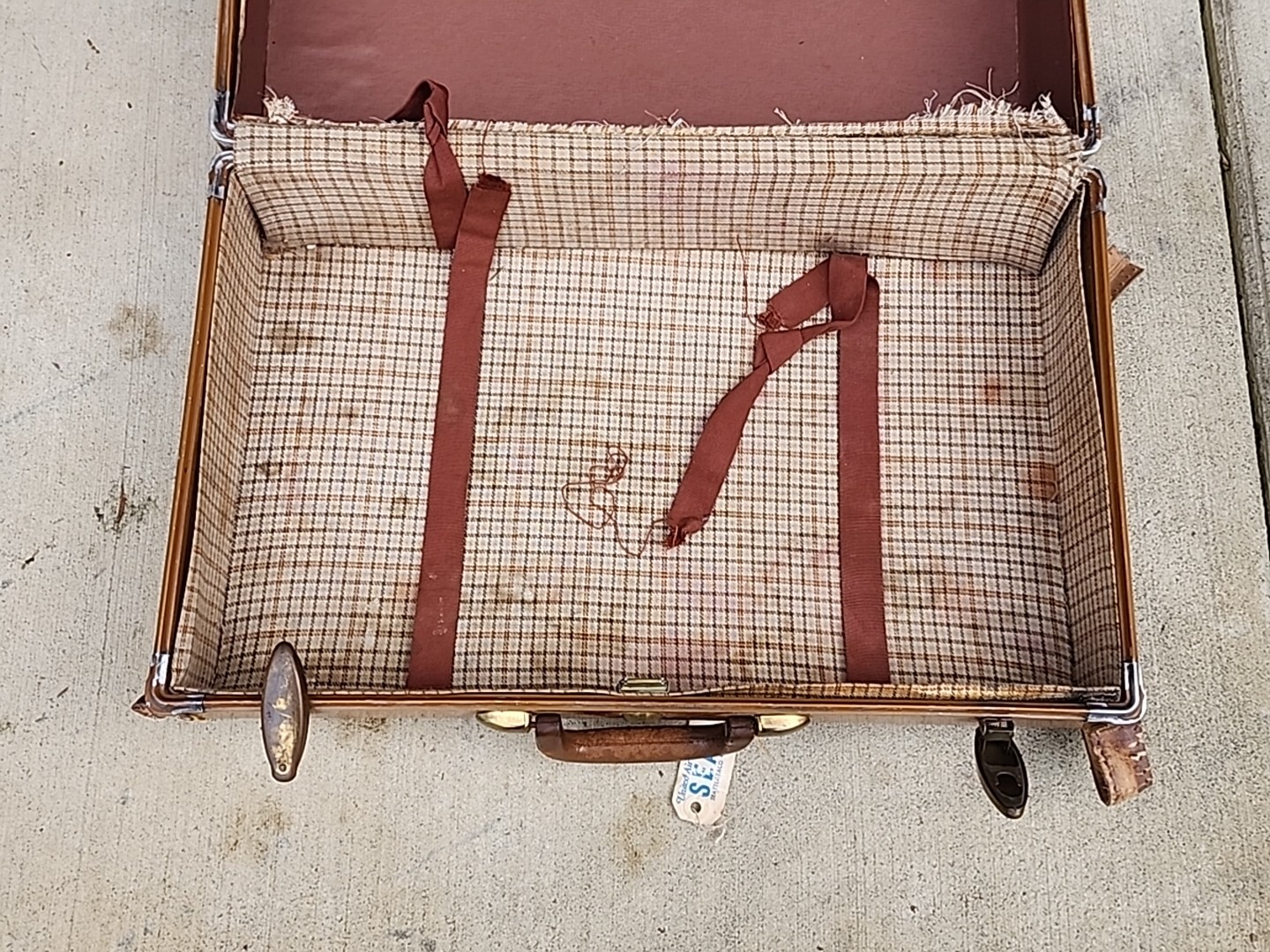 Vtg Samsonite Shwayder Tan Makeup Vanity Streamline Luggage hard Case No KEY