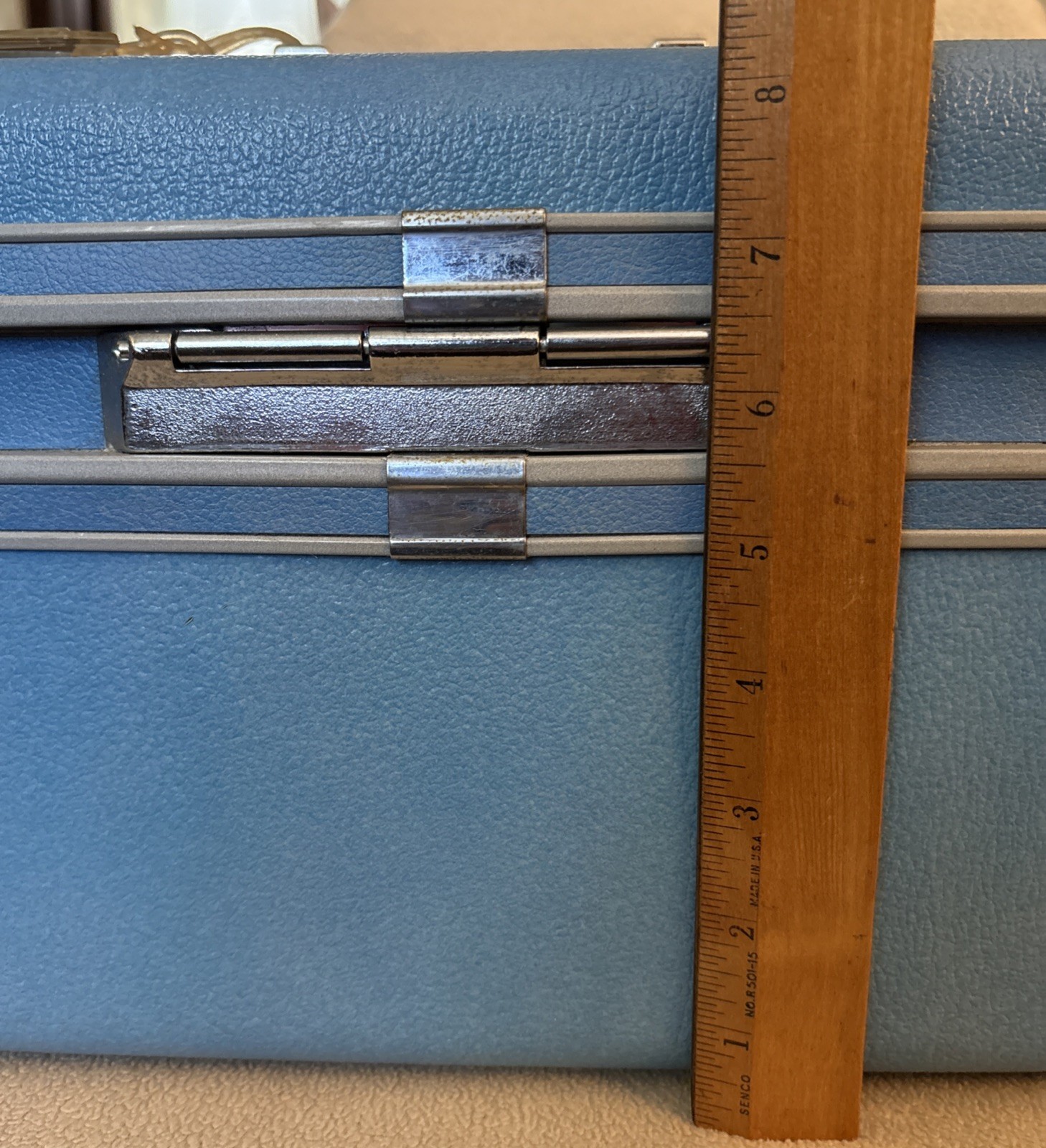 Vintage Sears Courier Travel Cosmetic Train Case Sky Blue w/Tray Samsonite VGC