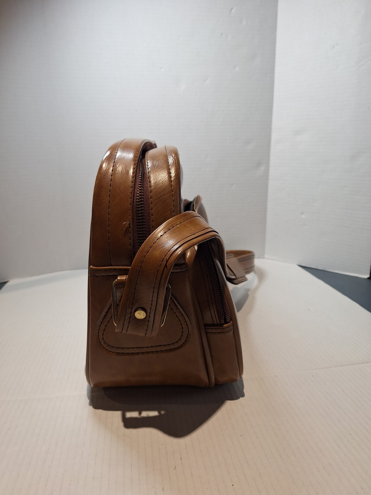 Airway Vintage Brown Leather Luggage Breifcase carry-on Suitcase Shoulder Bag
