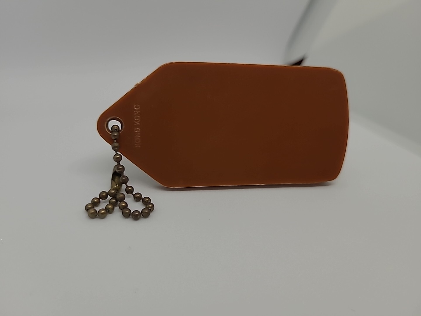 Luggage Address Tag Brown Plastic for Vintage Camera Bag made in Hong Kong