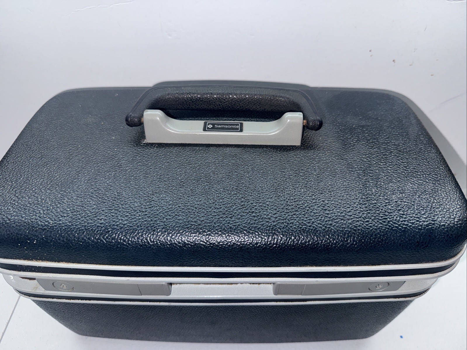 Vintage Samsonite Profile II Blue Train Makeup Case With Key Adjustable Mirror