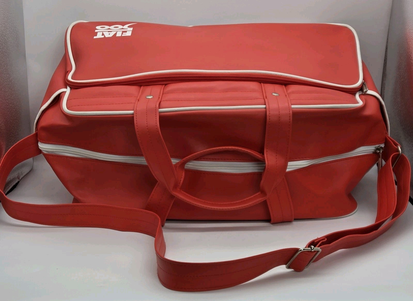 Fiat 500 Classic Car Weekender Tote Bag Duffle Luggage Orange Gemline VTG 70s
