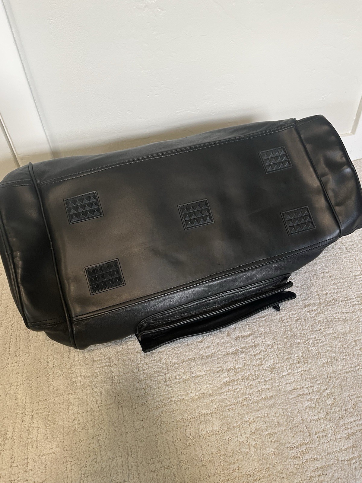 Vintage 90s Sun Microsystems Leather Duffle Bag Canyon Outback Black Travel Gym