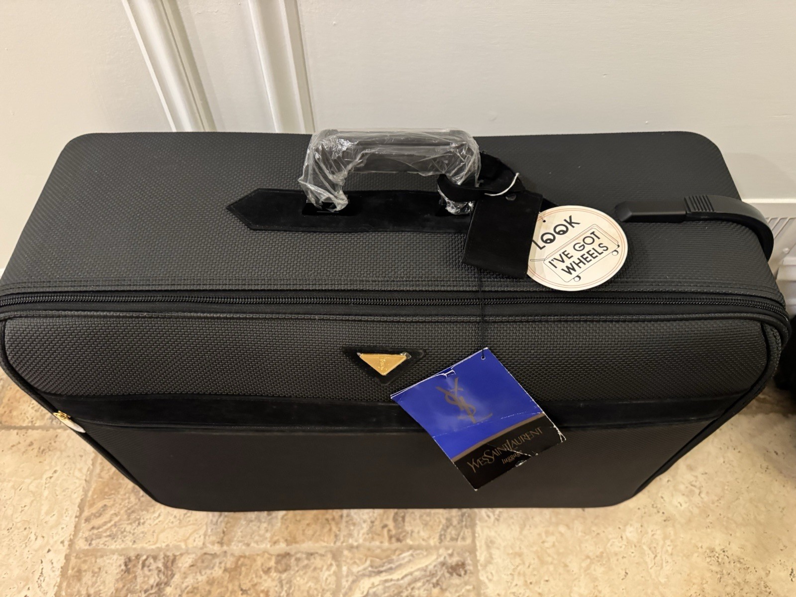 Rare Vintage Yves Saint Laurent Black tweed suede trim luggage suitcase set of 4