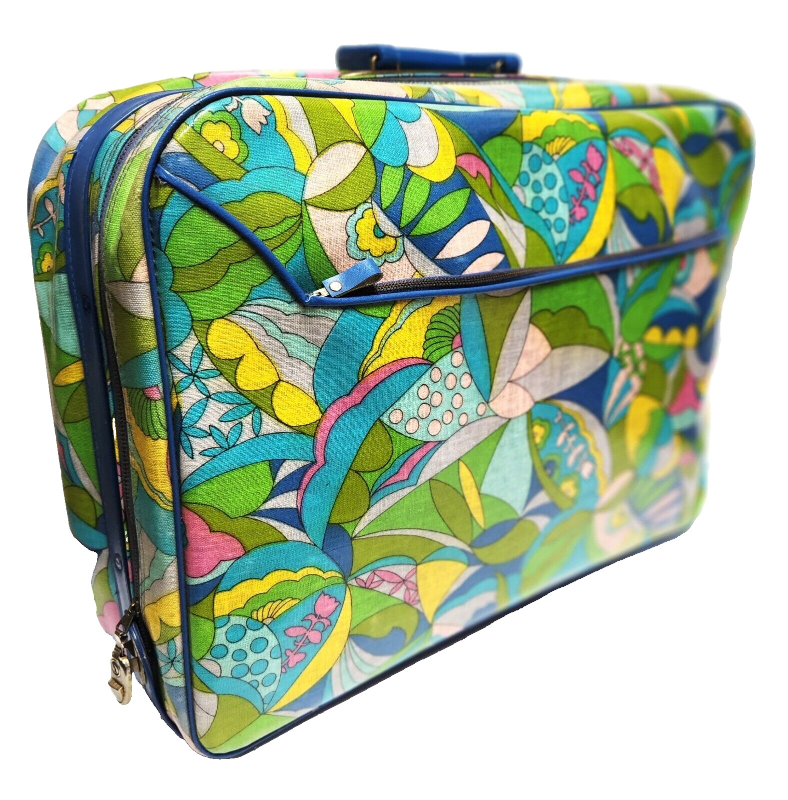Vintage 1960’s Psychedelic Mod Carry On Suitcase Made In Japan 20″ x 14″ x 6″