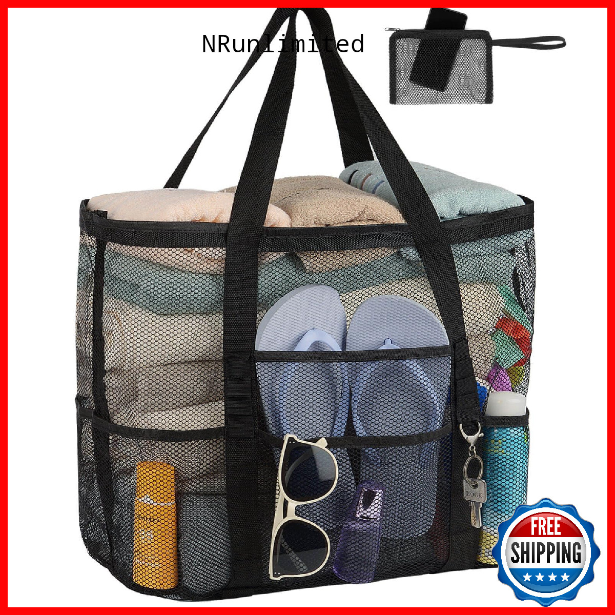 Iminuo Mesh Beach Bag – Pool Bag For Women Beach