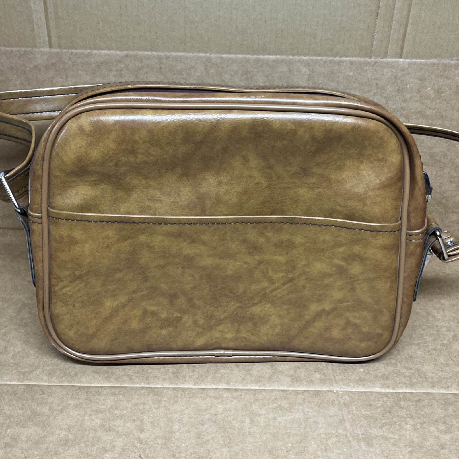 Vintage Airway Brown Leather Shoulder Bag Carry On Luggage with Lock & Key