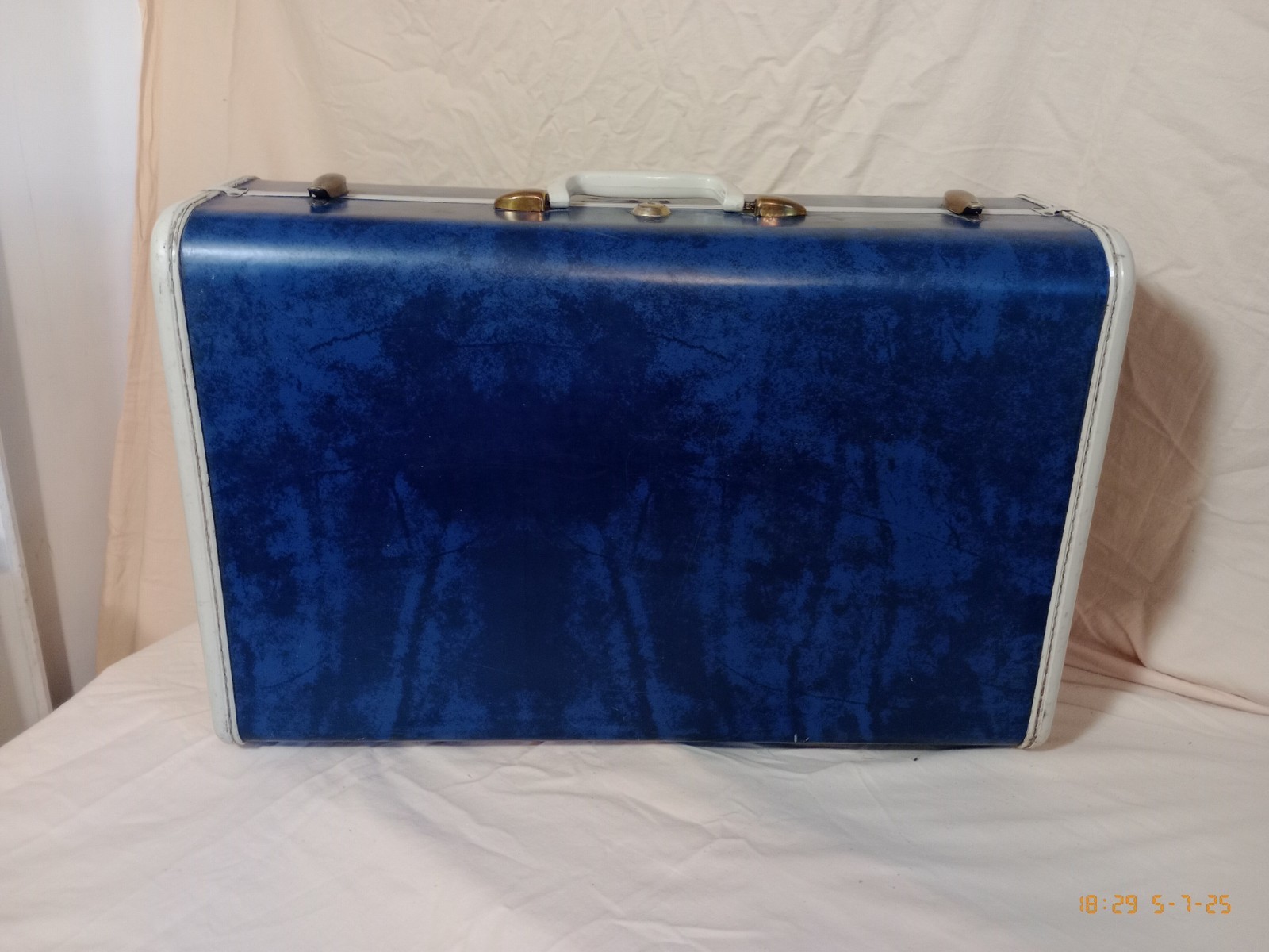 VTG 1950s Samsonite Shwayder Bros Hard Shell Suitcase Blue Marble