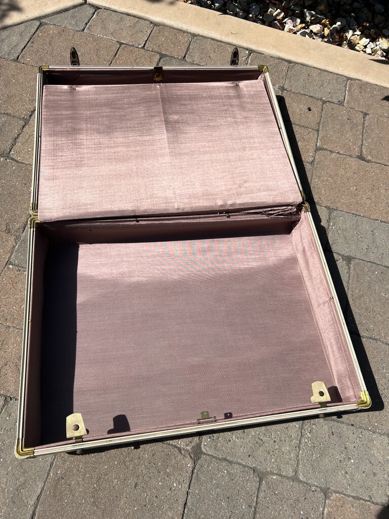 Cream Marbled Samsonite Streamlite Suitcase – Cool Vintage Piece! Monogrammed!