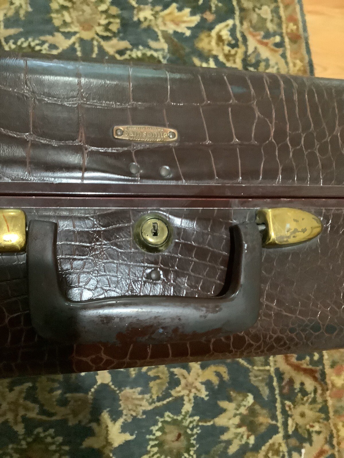 Vintage Samsonite Schwader Bros. Suitcase Faux Alligator/Crocodile Style #4137