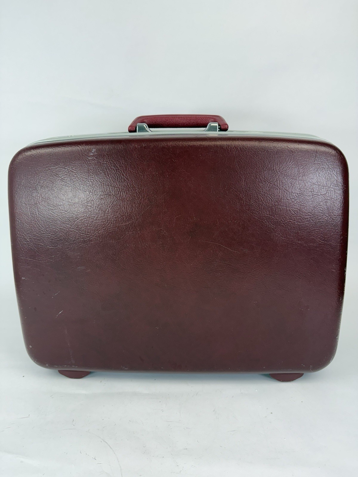 Samsonite Maroon Hard Shell Handle Travel Luggage Suitcase Vintage 19″