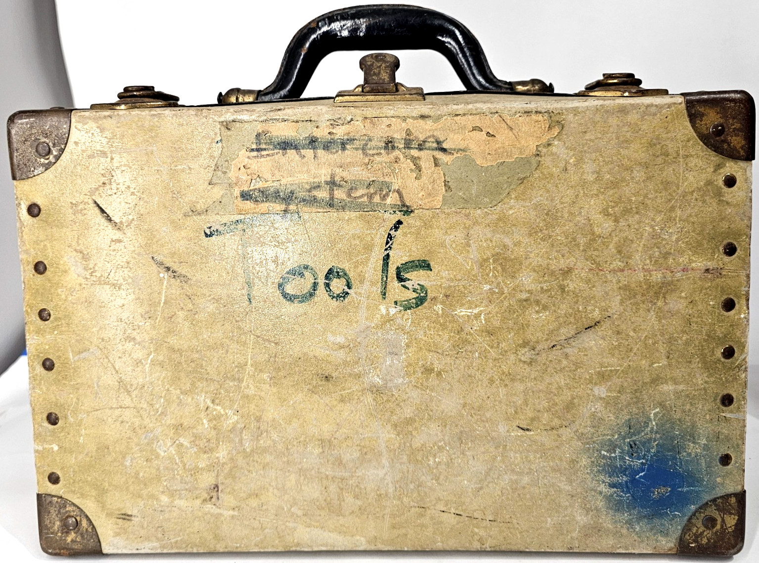 1931 Antique Liebermann Trunk Leather Goods Lansing MI steamer luggage doll case