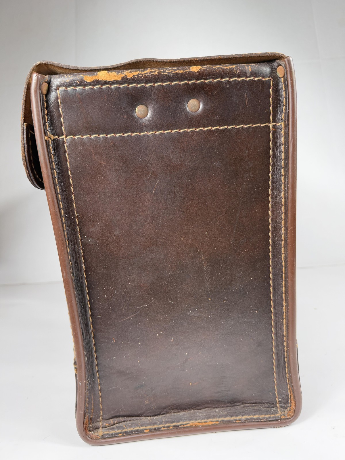 Vintage Brown Leather Doctor Bag Briefcase Top Handle Brass Lock Luggage