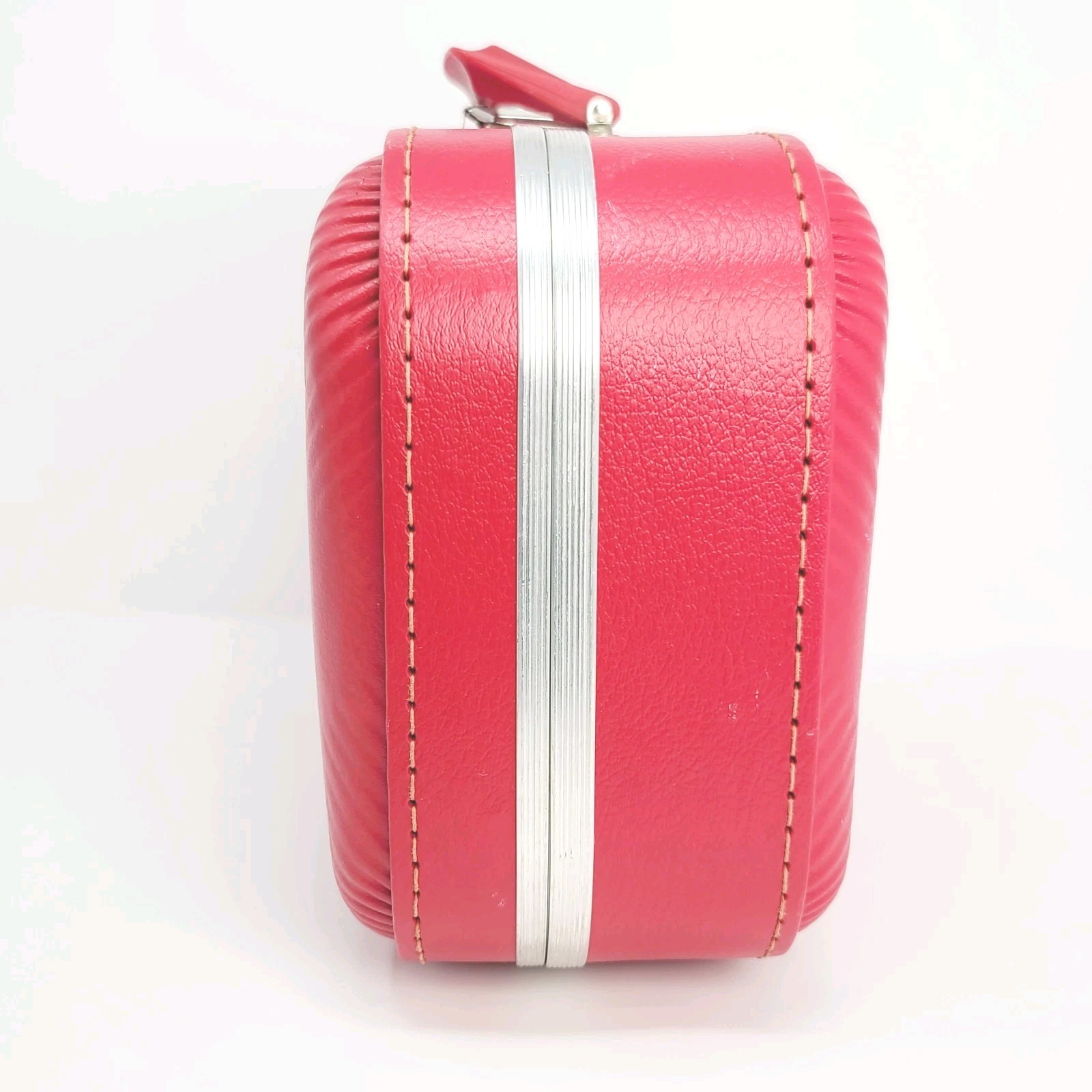 Going To Grandmas Vintage Suitcase Trojan Luggage Co Girl With Dolls Red 1960s