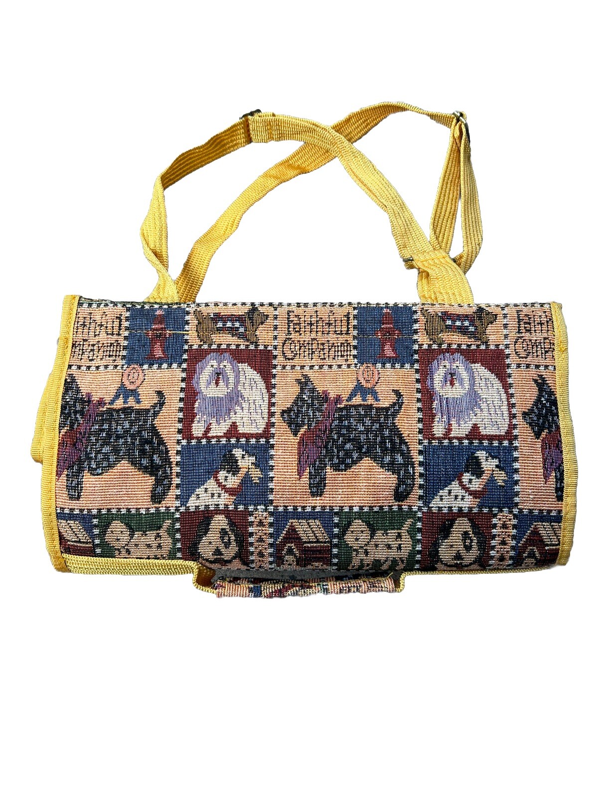 Jade Tapestry Rolling Tote Bag Travel Luggage Dogs Faithful Companion Shopping