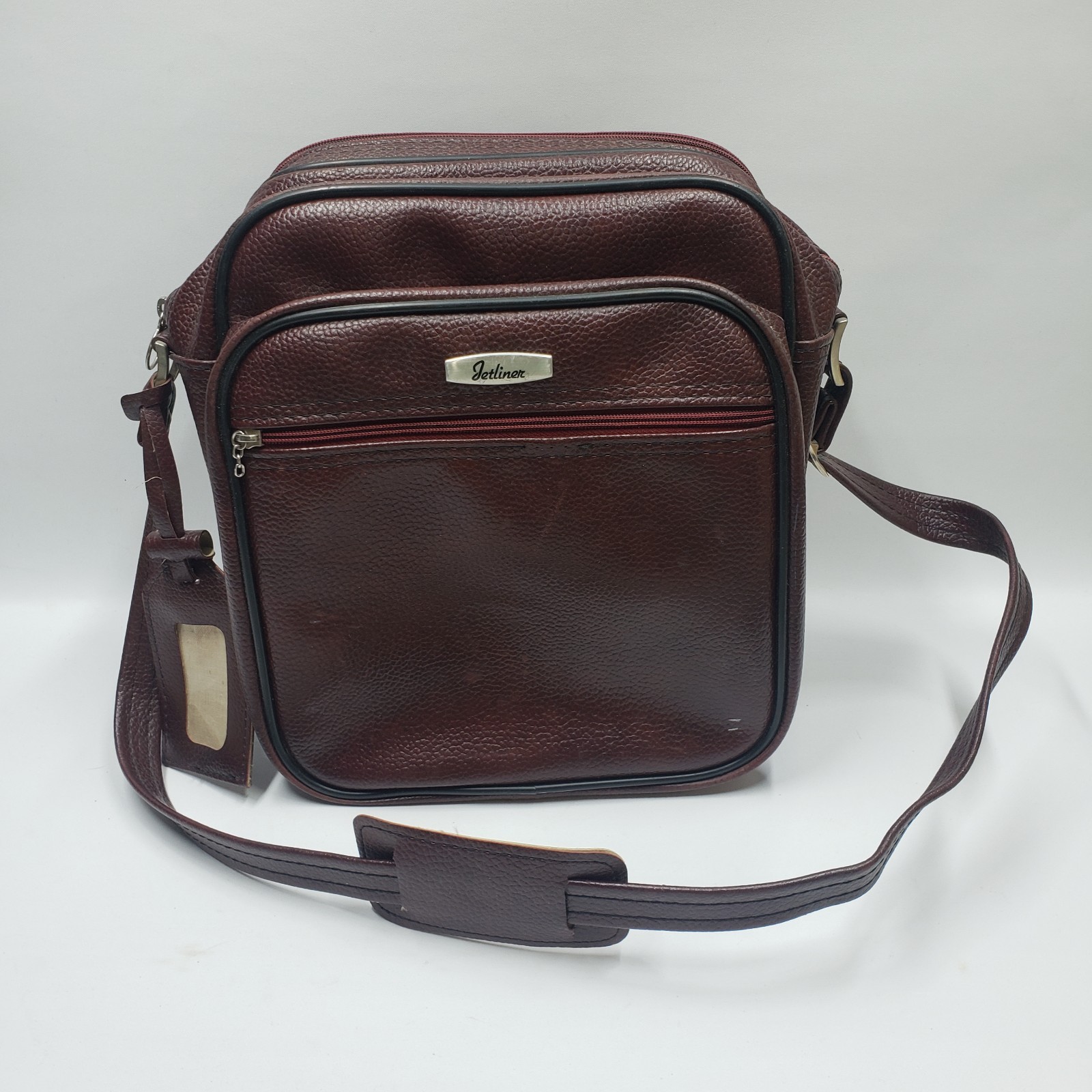 Vintage Jetliner Shoulder Travel Bag With Shoulder Strap Luggage Tag Holder