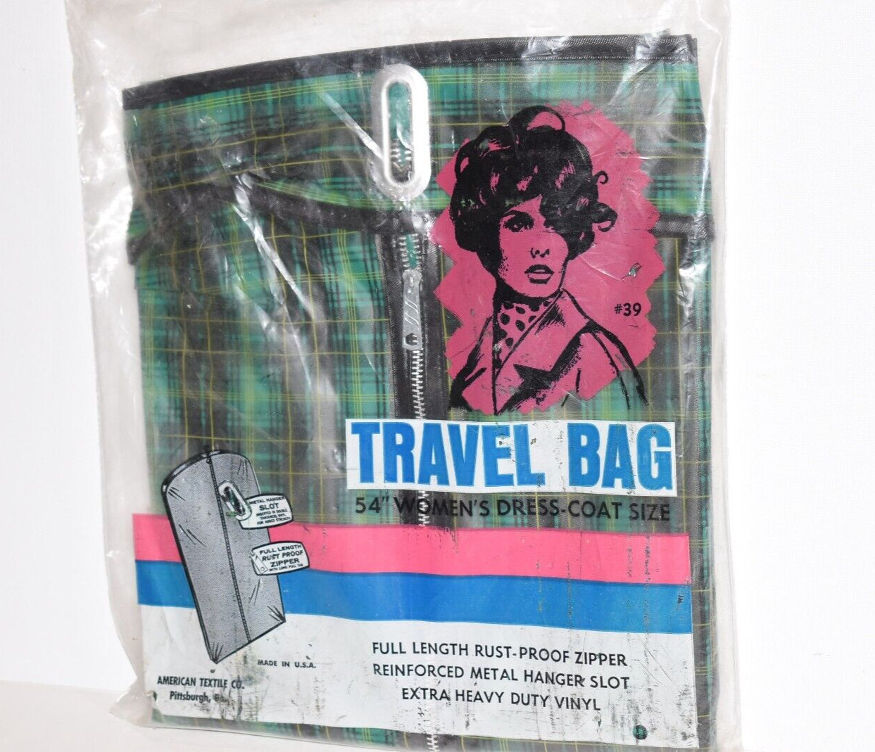 Vintage Travel Bag – #39 Women’s Dress & Coat Vinyl Bag 54″ American Textile