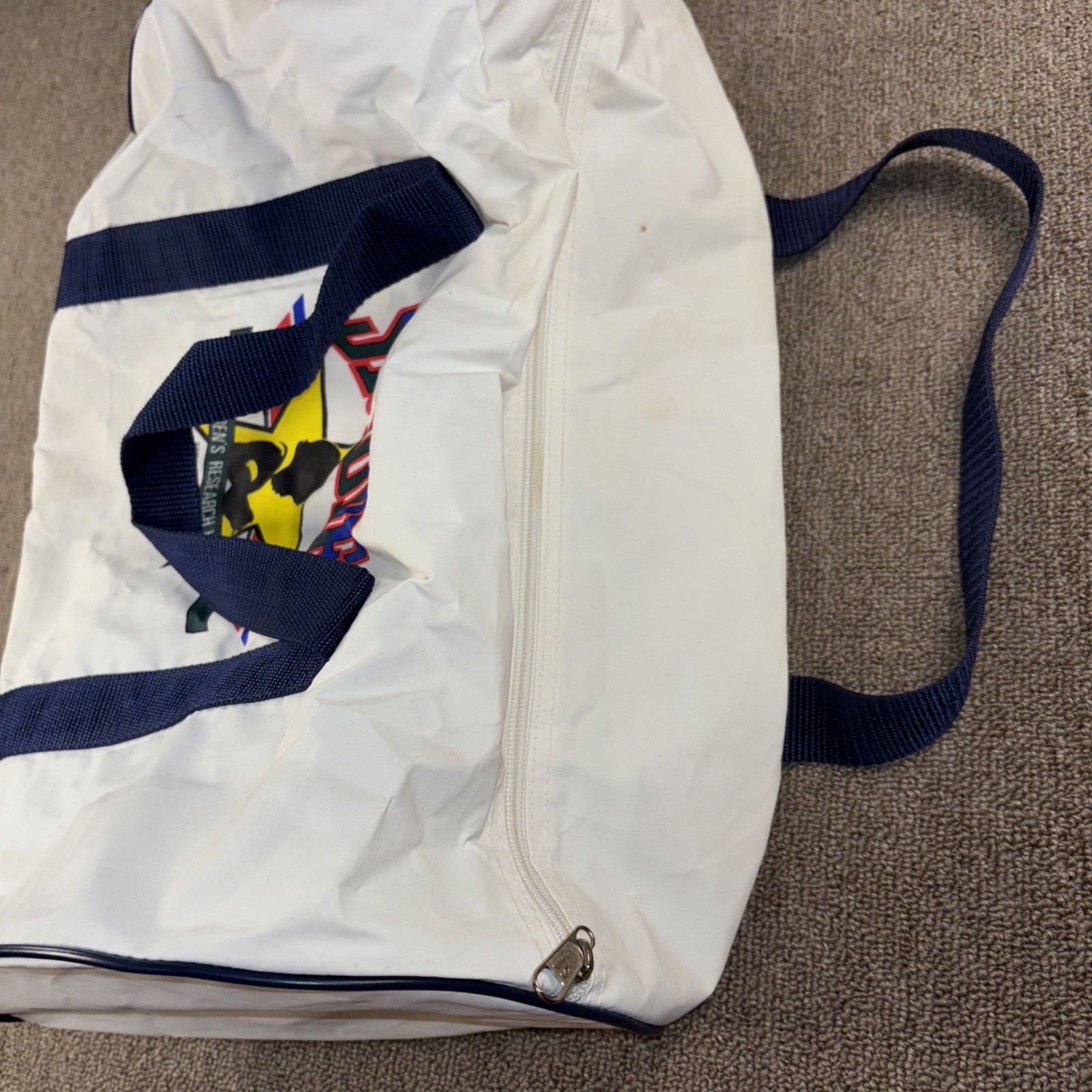 Vintage St. Jude Children’s Hospital Duffle Bag 17 Inch White Blue Luggage Gym B