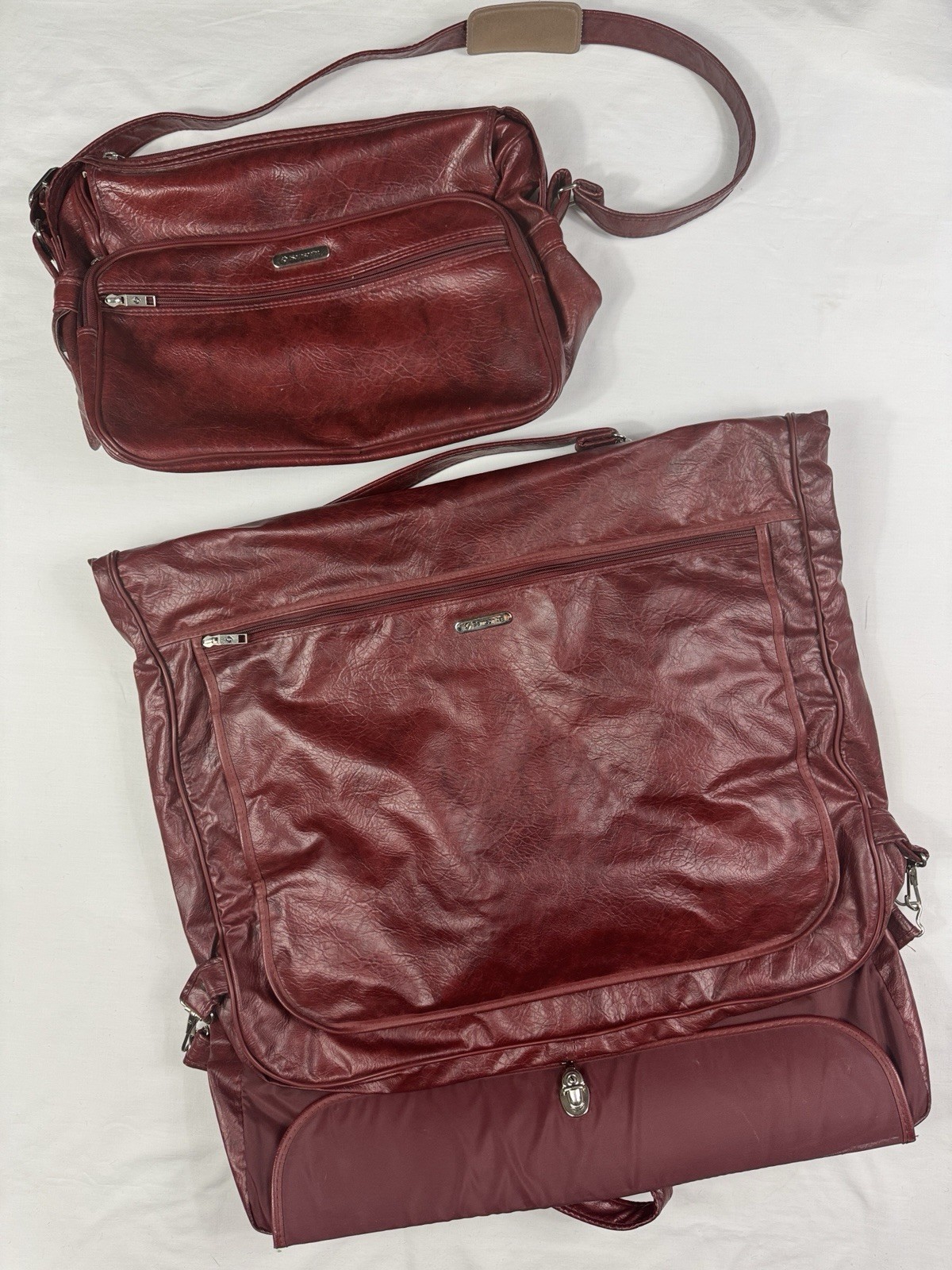 Vintage Samsonite Silhouette Burgundy Garment Bag & Travel Bag Luggage Carry-on