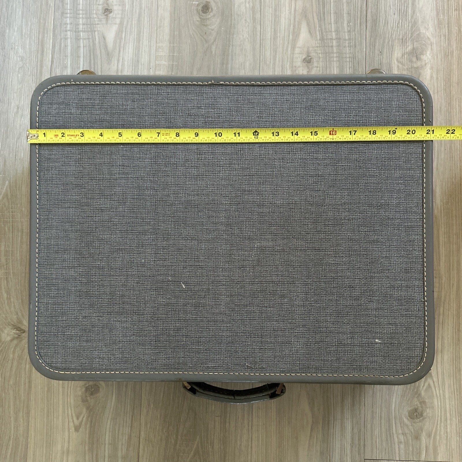 American Tourister Suitcase Gray Hard Shell Hi-Taper 1940s Orange Lining 24” EUC