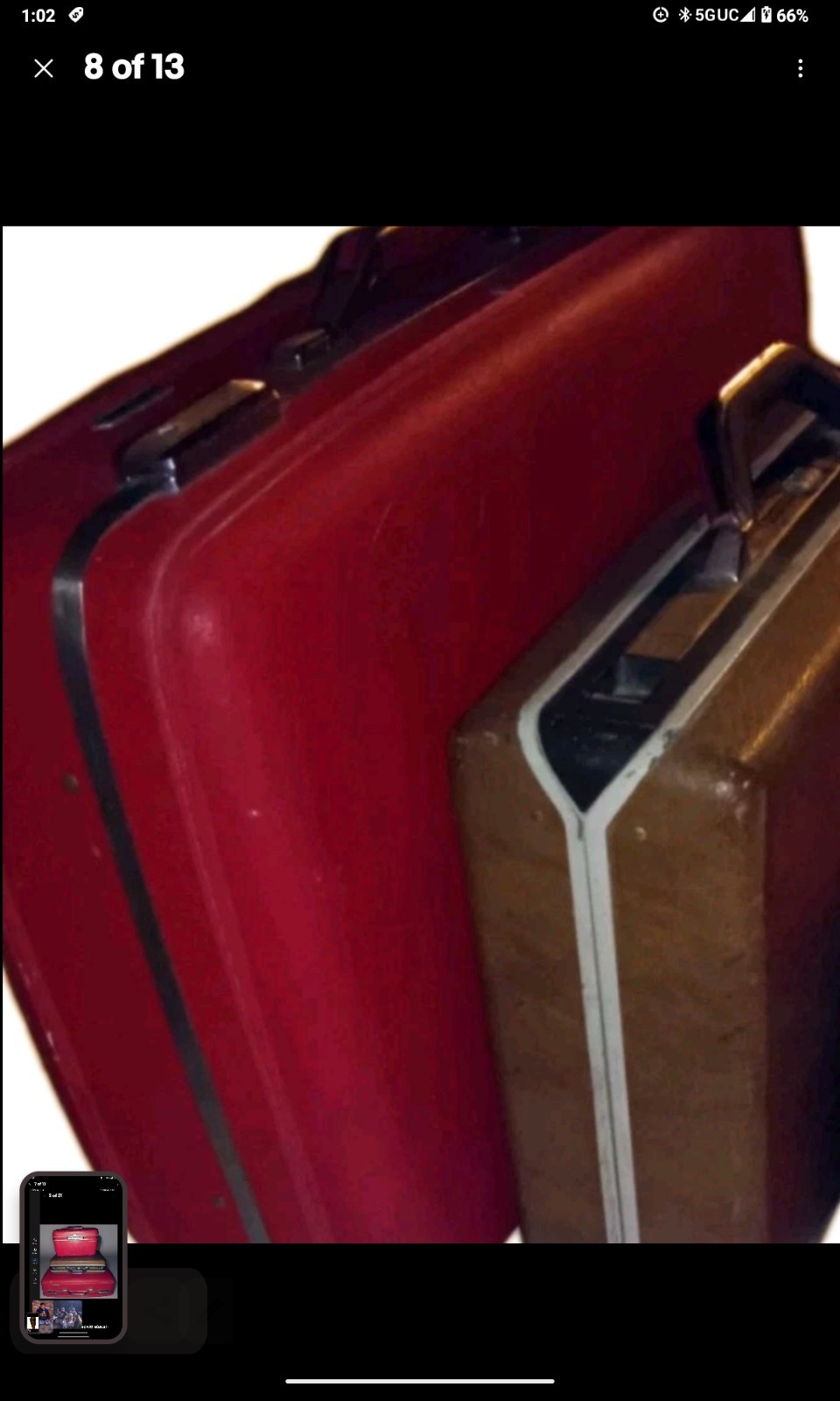 2pc Vintage Luggage Lot Samsonite American Tourister Brief Case Red brown retro
