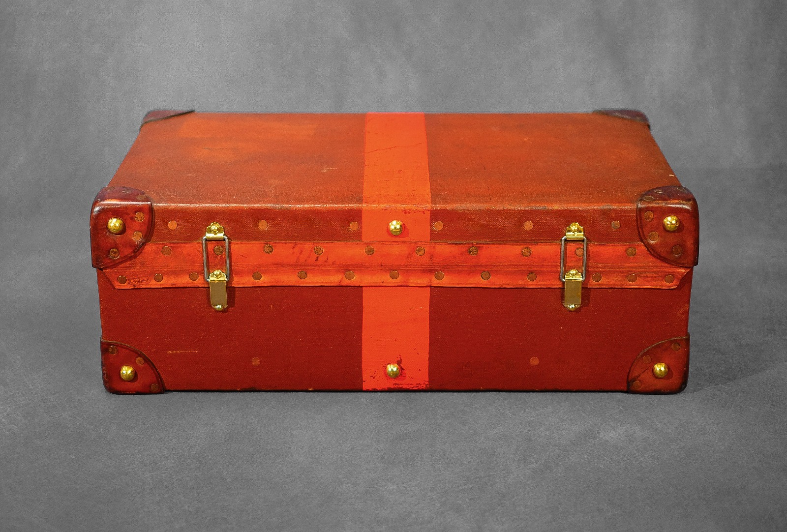 PUKKA LUGGAGE Antique Vintage Suitcase Trunk Motoring Case Leather Brass