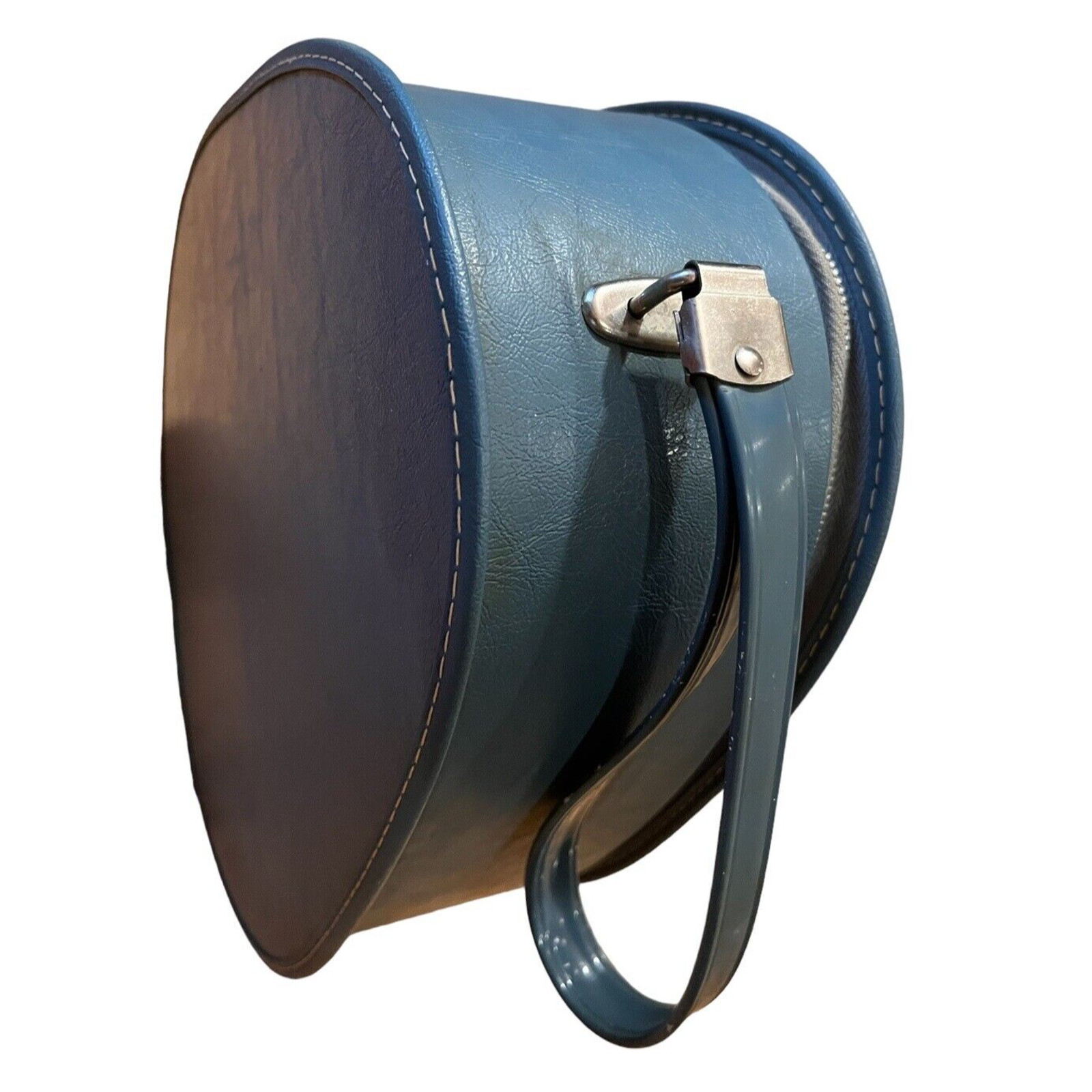 Vintage Suitcase Oval Train Case Carry On Bag Blue Mid-Century Egg Shape 1960’s