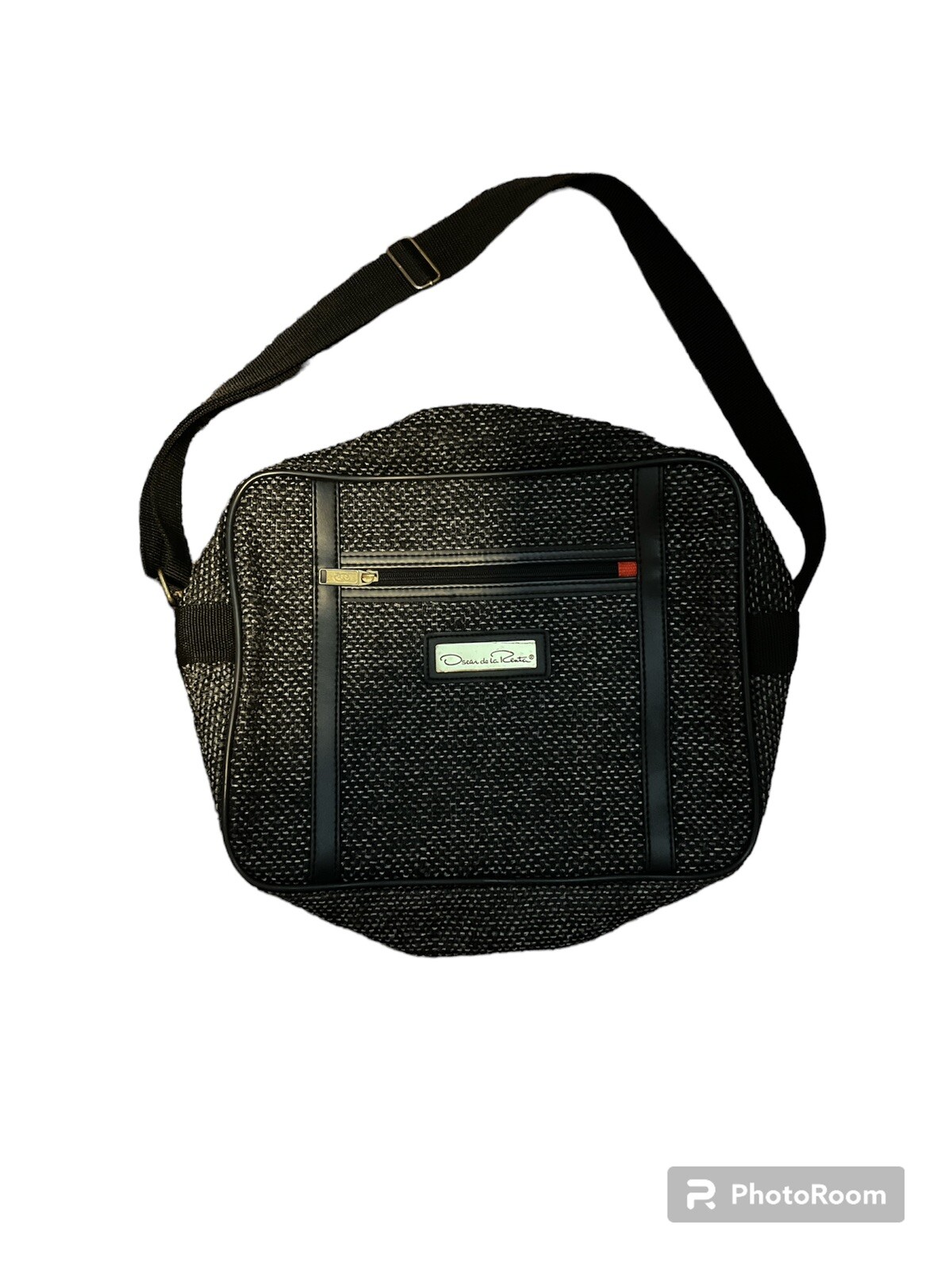 Vintage OSCAR DE LA RENTA Tweed Luggage Travel Bag Gray ,Garment Set of 2