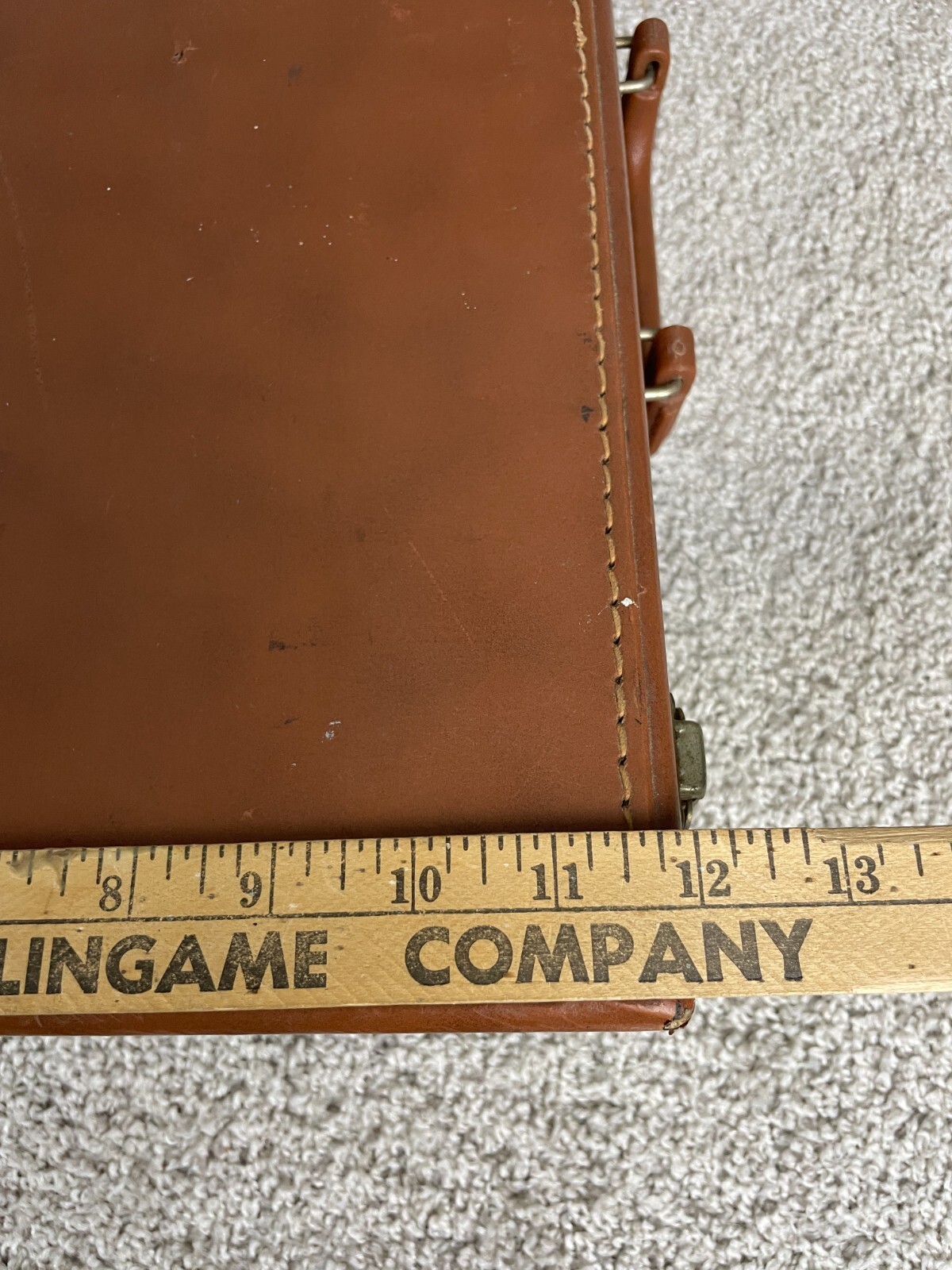 Vintage Ms Ginn & Co Leather US Govermnent Suitcase Luggage Briefcase Hard Case
