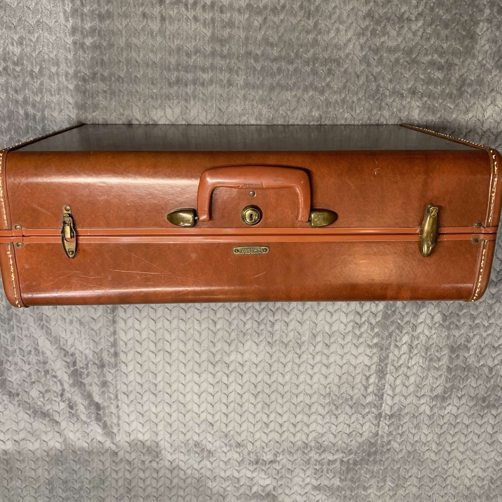 VTG Samsonite Streamlite Shwayder Bros Saddle Tan Suitcase Cary Luggage NO Key