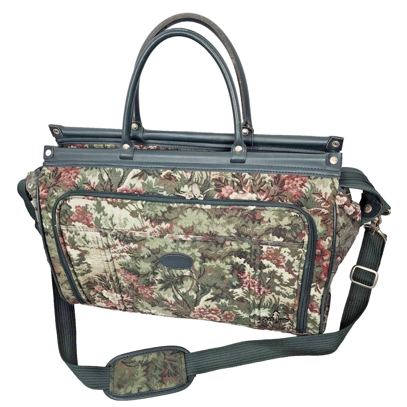 Vintage Atlantic Tapestry Floral Carry On Weekend Overnight Hand Bag Luggage 20″
