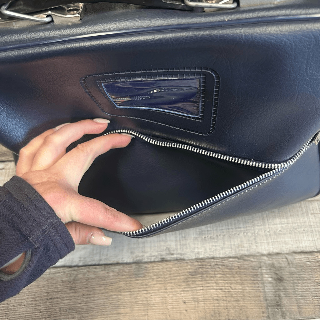 Rare 60s Vinyl S Pacific Tours Blue Business Travel Carry On Shoulder Bag