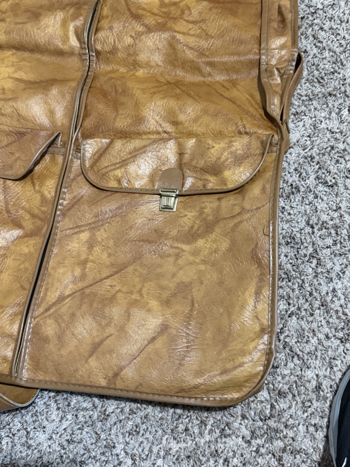 Vintage C&C Tucky Brown Leather Garment Suit Bag W/Hanger, Zippers