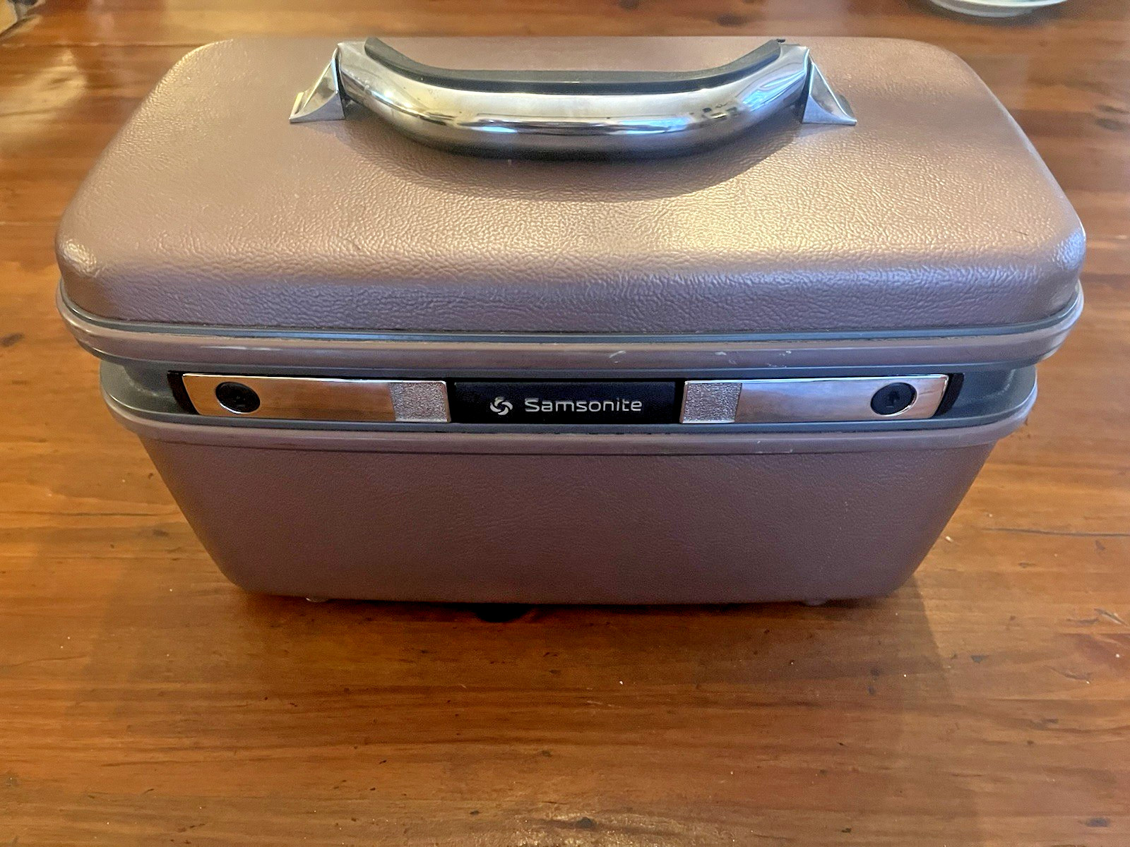 Vintage Samsonite Silhouette Train Travel Case Burgandy Cosmetic Storage w, Keys
