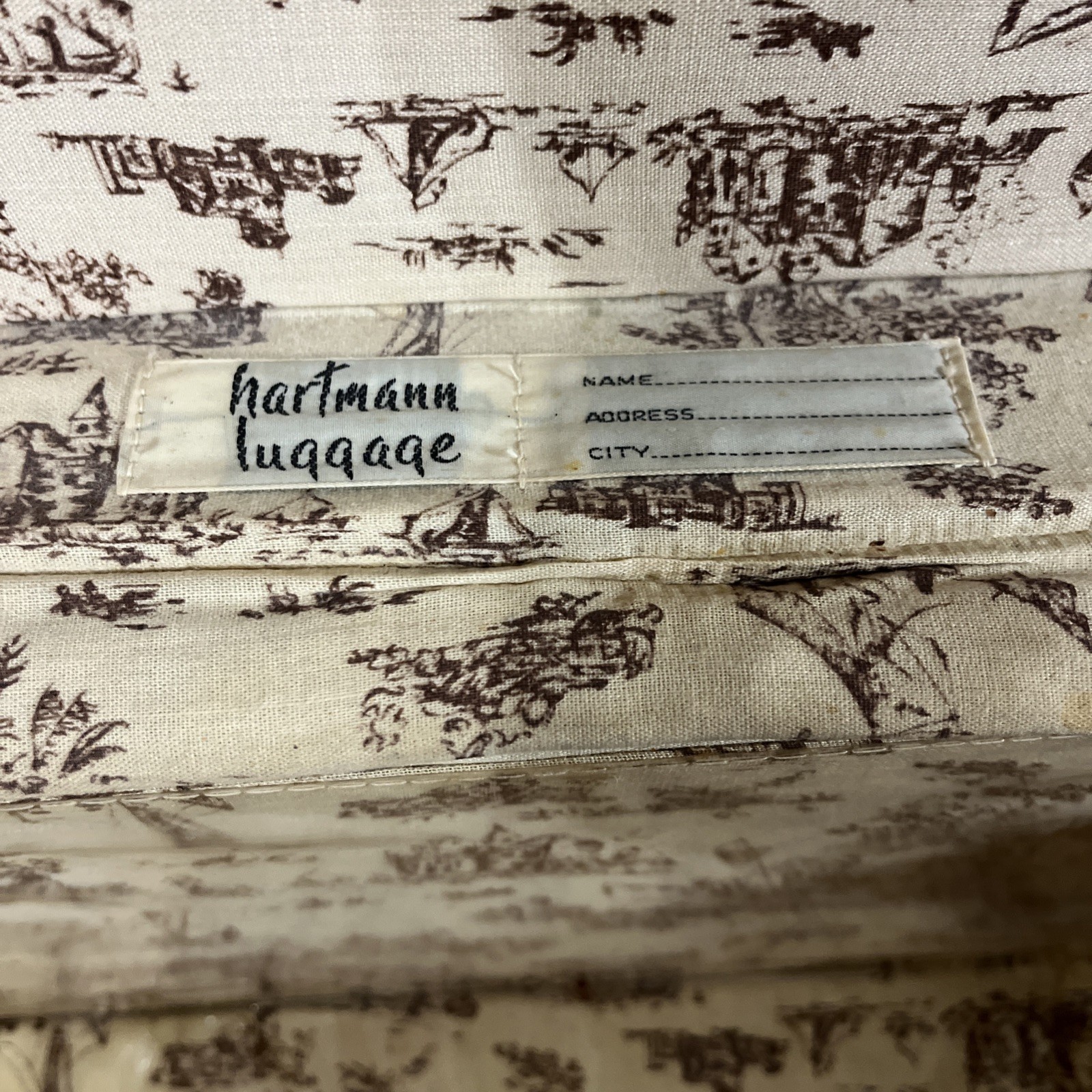 Vintage Hartmann Luggage Tweed & Leather Travel Cosmetic Case Overnight Carry On